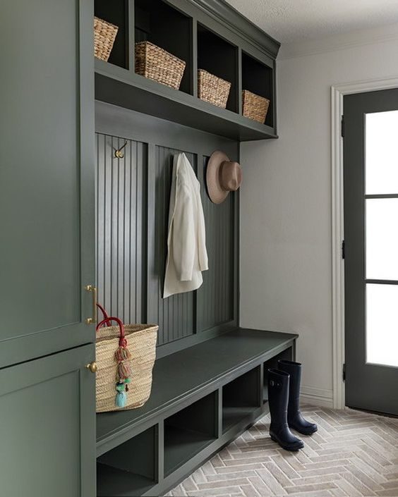 Built-in Coat Rack Entryway Cabinet Ideas